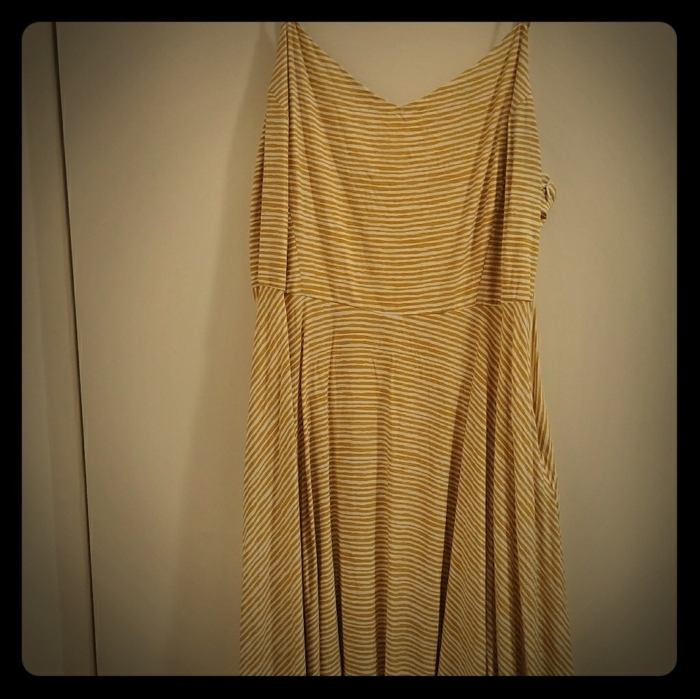 yellow and white striped dress